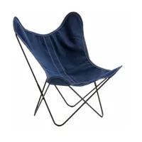 fauteuil aa en coton bleu marine avec structure en acier noir coton - airborne