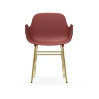 chaise avec accoudoirs en laiton et pp rouge form - normann copenhagen
