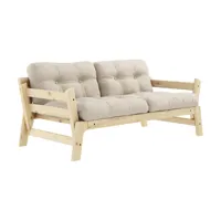 canapé en bois clair et tissu beige step - karup design