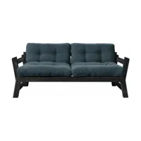 canapé en bois noir et tissu bleu pétrole step - karup design