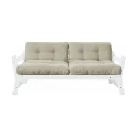 canapé en bois blanc et tissu beige step - karup design