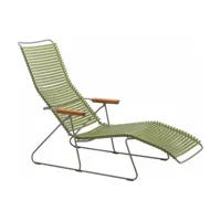 chaise longue en métal et plastique et plastique vert olive click - houe