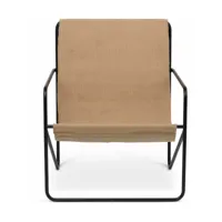 fauteuil en métal noir et tissu recyclé sable 63 x 77 cm desert - ferm living