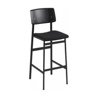 chaise de bar en chêne noir et assise noire 75 cm loft - muuto