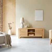 minimalys - meuble tv en teck massif 155 cm