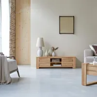 minimalys - meuble tv en teck massif 135 cm