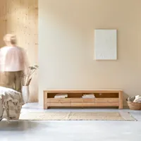 minimalys - meuble tv en teck massif 170 cm