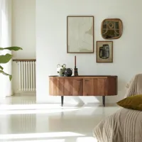 jade - meuble tv en bois de palissandre massif et marbre 130 cm
