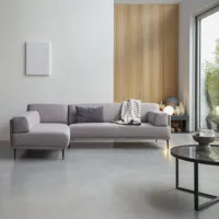 finn - canapé d'angle gauche en tissu gris taupe 270 x 180 cm, 4 places