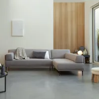 finn - canapé d'angle droit en tissu gris taupe 270 x 180 cm, 4 places
