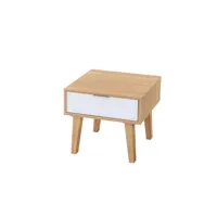 table d'appoint serie nordique 2272 avec 1 tiroir chêne/blanc - espace de rangement